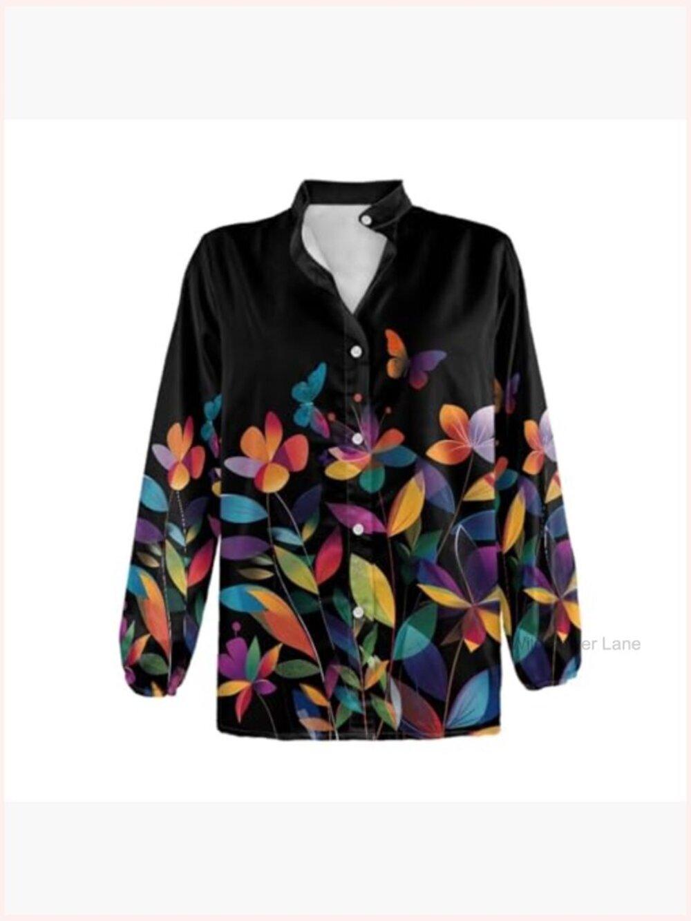 Long Sleeve Button Down Shirt Blouse V-Neck Lightweight Breathable Tucked or - Picture 3 of 4